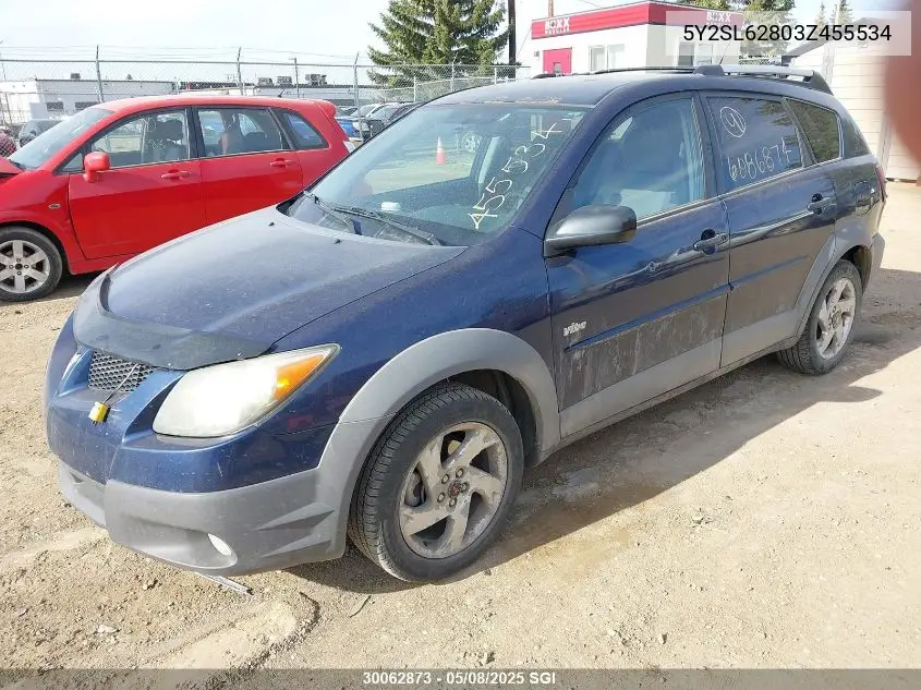 2003 Pontiac Vibe VIN: 5Y2SL62803Z455534 Lot: 30062873