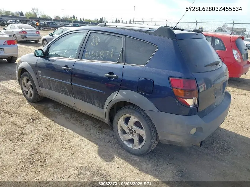 2003 Pontiac Vibe VIN: 5Y2SL62803Z455534 Lot: 30062873