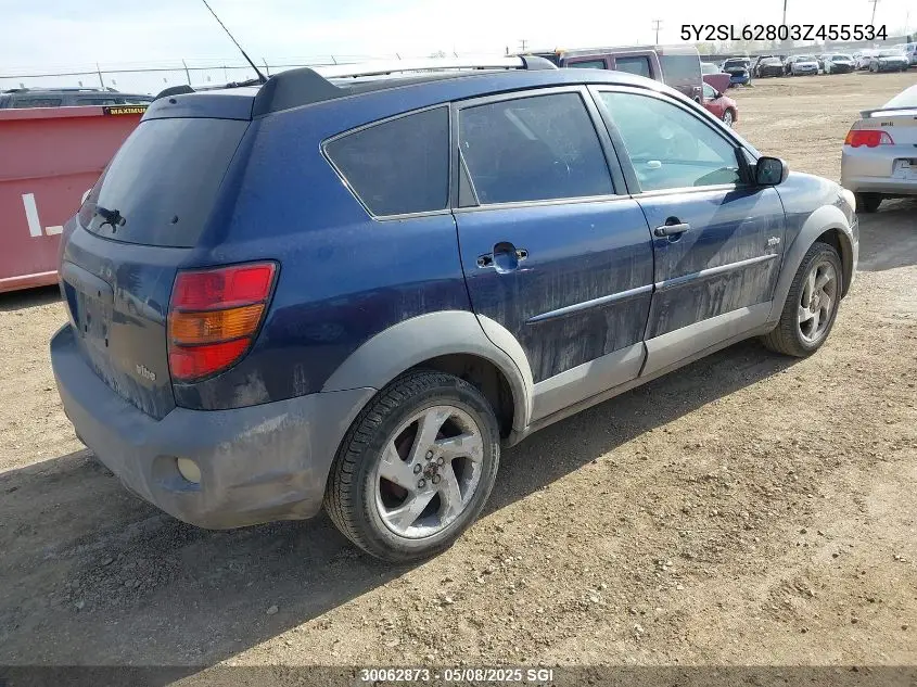 2003 Pontiac Vibe VIN: 5Y2SL62803Z455534 Lot: 30062873