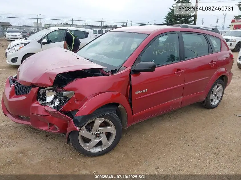 2003 Pontiac Vibe Gt VIN: 5Y2SN64L03Z460731 Lot: 30065848