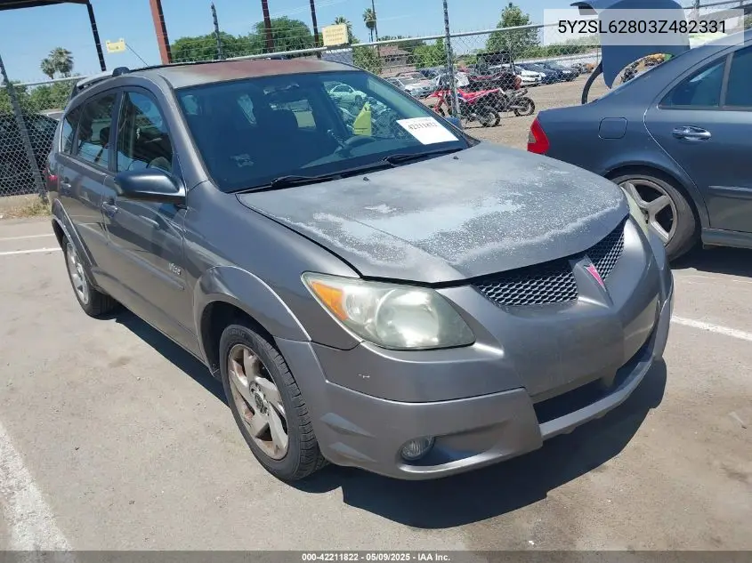 2003 Pontiac Vibe VIN: 5Y2SL62803Z482331 Lot: 42211822