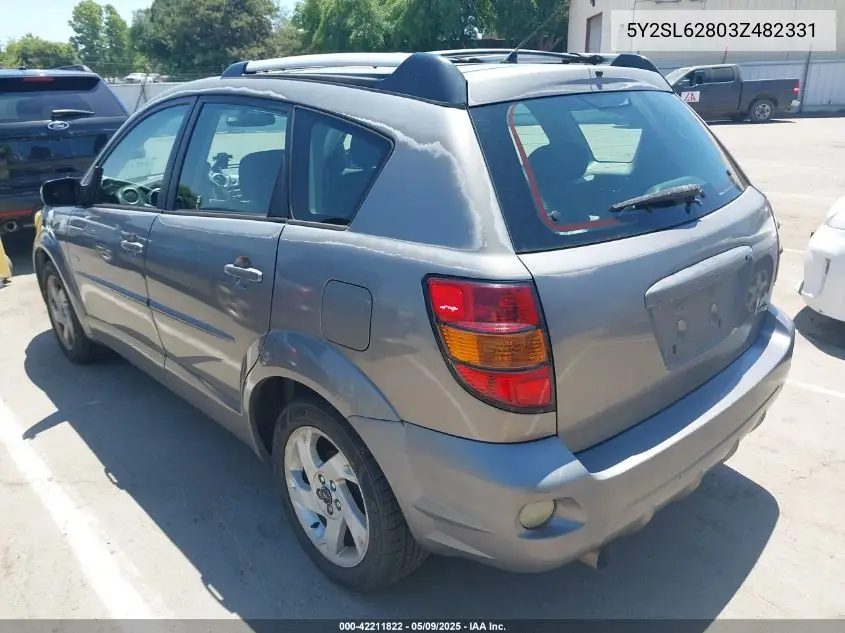 2003 Pontiac Vibe VIN: 5Y2SL62803Z482331 Lot: 42211822