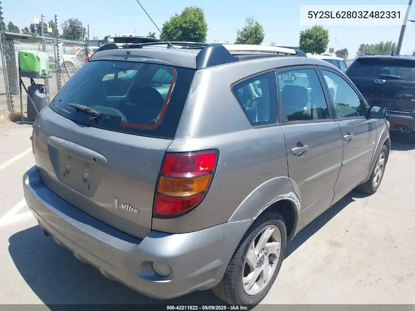2003 Pontiac Vibe VIN: 5Y2SL62803Z482331 Lot: 42211822