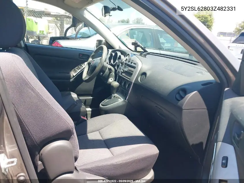 2003 Pontiac Vibe VIN: 5Y2SL62803Z482331 Lot: 42211822