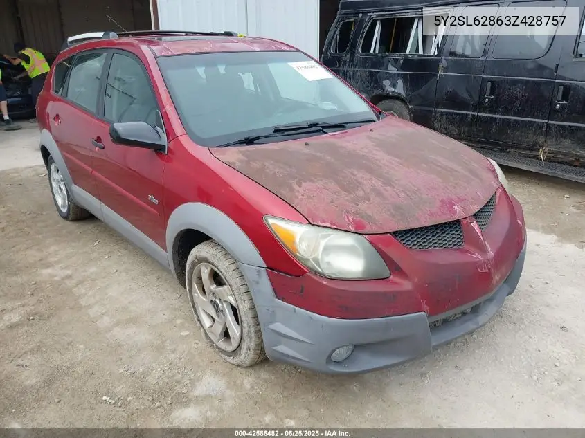 2003 Pontiac Vibe VIN: 5Y2SL62863Z428757 Lot: 42586482