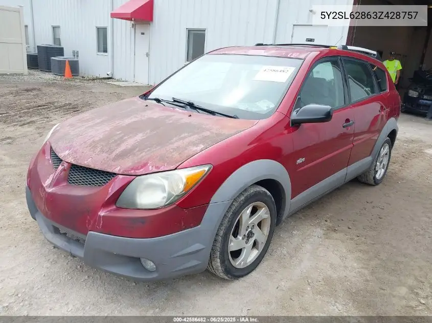 2003 Pontiac Vibe VIN: 5Y2SL62863Z428757 Lot: 42586482