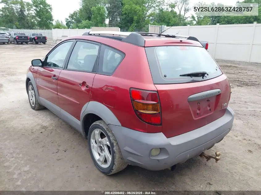 2003 Pontiac Vibe VIN: 5Y2SL62863Z428757 Lot: 42586482
