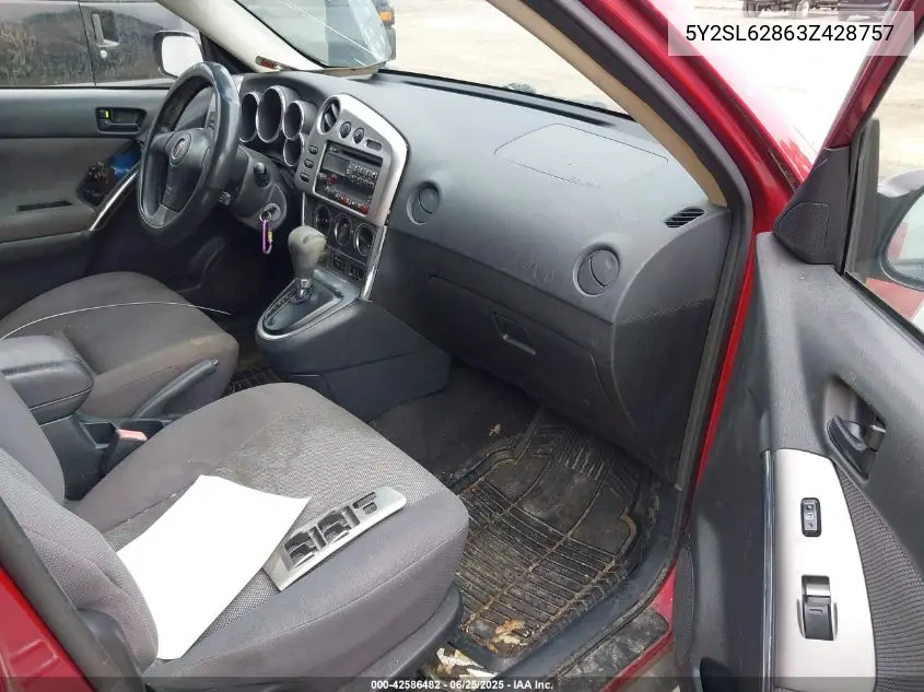 2003 Pontiac Vibe VIN: 5Y2SL62863Z428757 Lot: 42586482