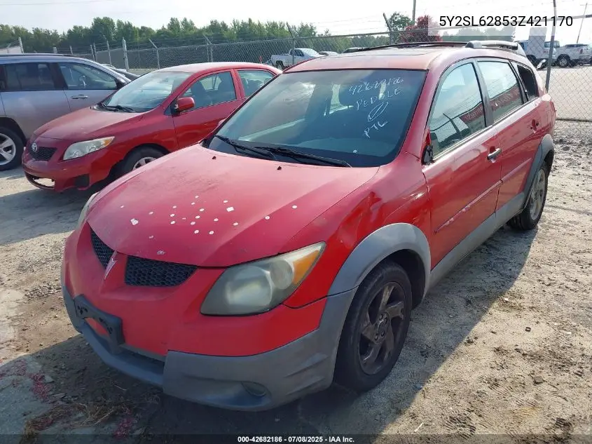 2003 Pontiac Vibe VIN: 5Y2SL62853Z421170 Lot: 42682186