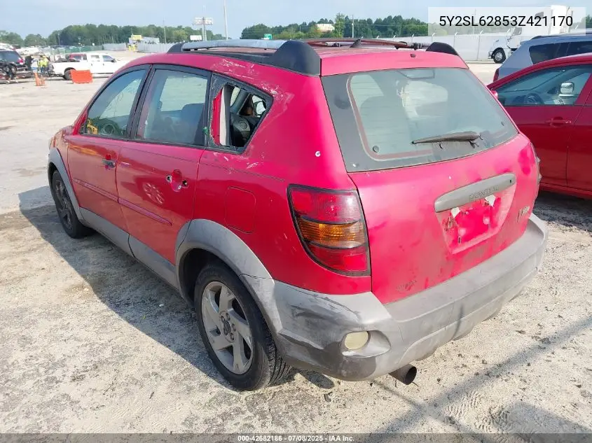 2003 Pontiac Vibe VIN: 5Y2SL62853Z421170 Lot: 42682186