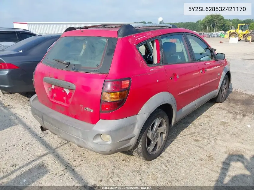 2003 Pontiac Vibe VIN: 5Y2SL62853Z421170 Lot: 42682186
