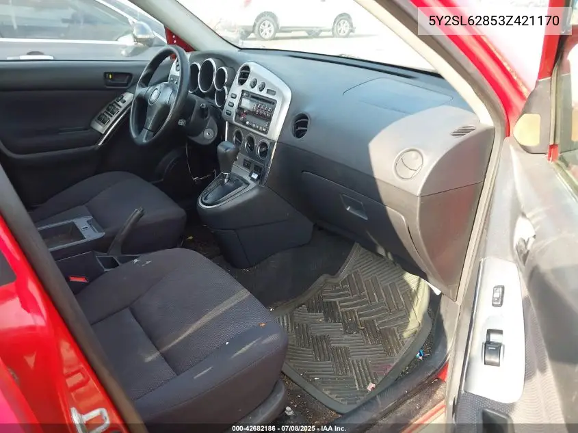 2003 Pontiac Vibe VIN: 5Y2SL62853Z421170 Lot: 42682186