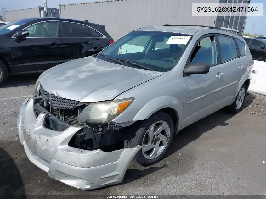 2004 Pontiac Vibe VIN: 5Y2SL628X4Z471564 Lot: 42248492