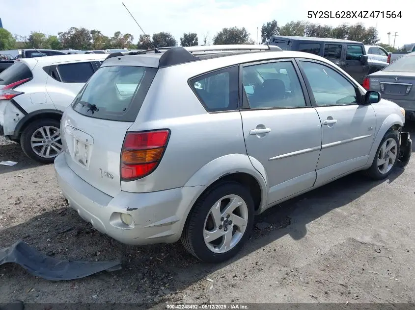 2004 Pontiac Vibe VIN: 5Y2SL628X4Z471564 Lot: 42248492