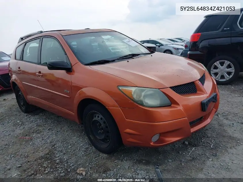 2004 Pontiac Vibe VIN: 5Y2SL64834Z421053 Lot: 42586530