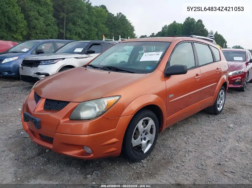 2004 Pontiac Vibe VIN: 5Y2SL64834Z421053 Lot: 42586530