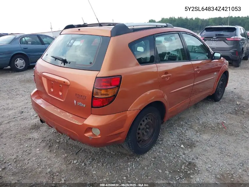 2004 Pontiac Vibe VIN: 5Y2SL64834Z421053 Lot: 42586530