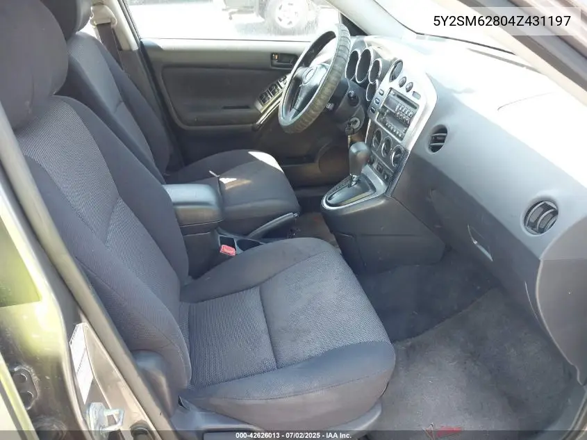 2004 Pontiac Vibe VIN: 5Y2SM62804Z431197 Lot: 42626013