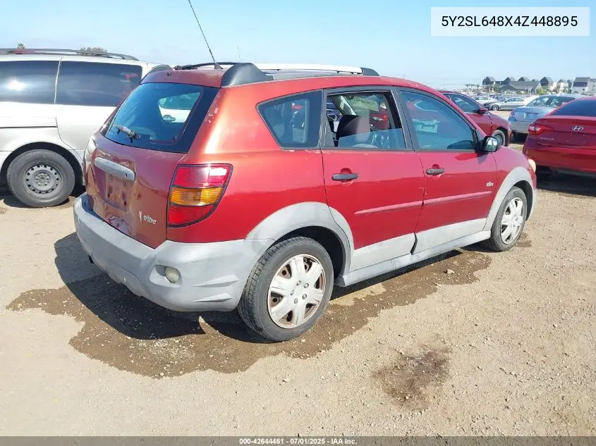 2004 Pontiac Vibe VIN: 5Y2SL648X4Z448895 Lot: 42644461