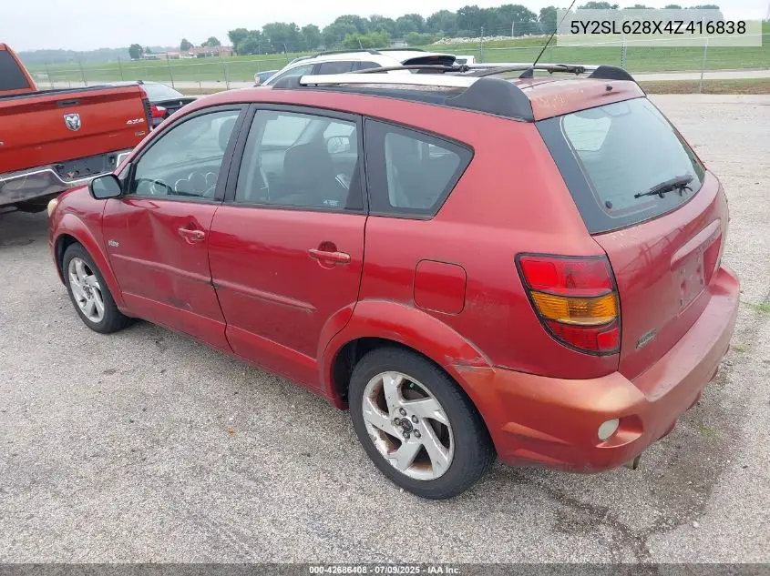 2004 Pontiac Vibe VIN: 5Y2SL628X4Z416838 Lot: 42686408
