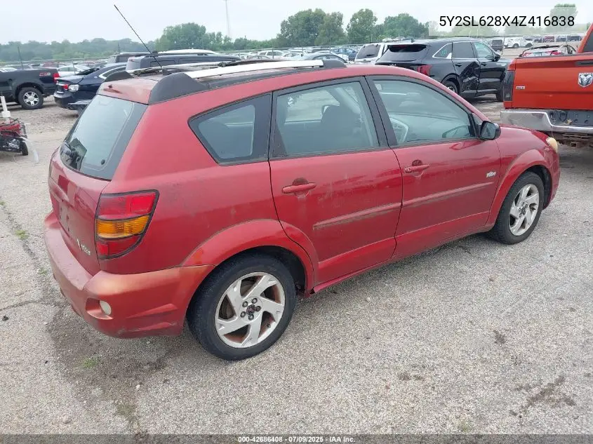 2004 Pontiac Vibe VIN: 5Y2SL628X4Z416838 Lot: 42686408