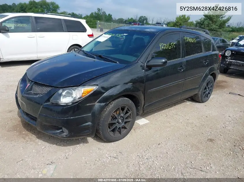 2004 Pontiac Vibe VIN: 5Y2SM628X4Z426816 Lot: 42701655