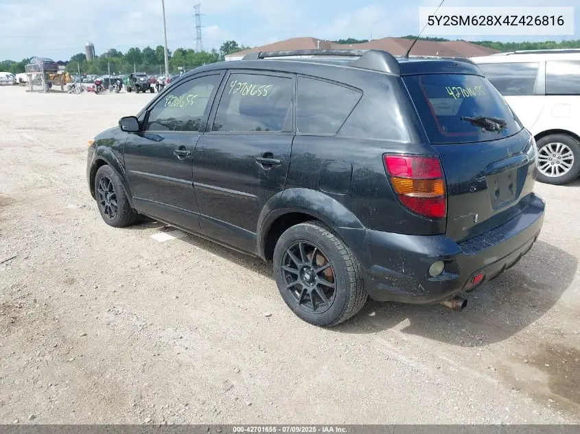 2004 Pontiac Vibe VIN: 5Y2SM628X4Z426816 Lot: 42701655