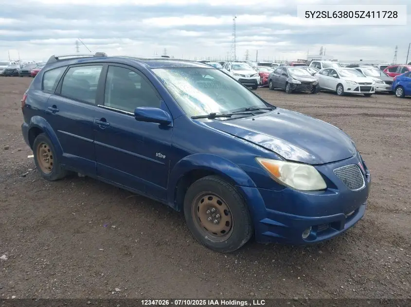2005 Pontiac Vibe VIN: 5Y2SL63805Z411728 Lot: 12347026