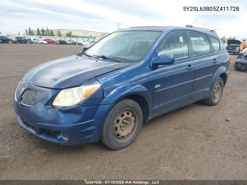 2005 Pontiac Vibe VIN: 5Y2SL63805Z411728 Lot: 12347026