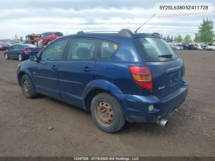 2005 Pontiac Vibe VIN: 5Y2SL63805Z411728 Lot: 12347026