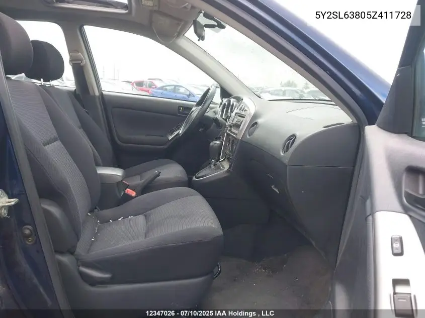 2005 Pontiac Vibe VIN: 5Y2SL63805Z411728 Lot: 12347026