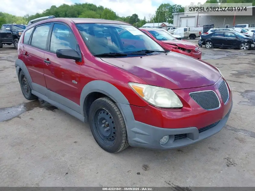 2005 Pontiac Vibe VIN: 5Y2SL63825Z481974 Lot: 42221841