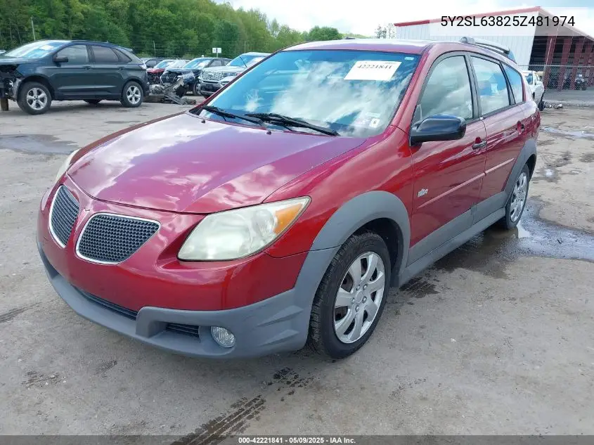 2005 Pontiac Vibe VIN: 5Y2SL63825Z481974 Lot: 42221841