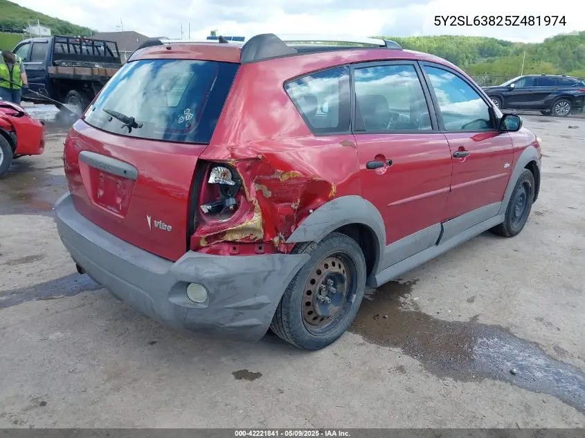 2005 Pontiac Vibe VIN: 5Y2SL63825Z481974 Lot: 42221841