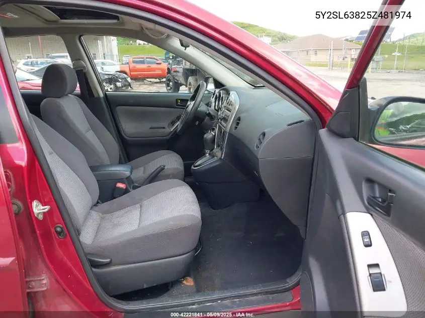2005 Pontiac Vibe VIN: 5Y2SL63825Z481974 Lot: 42221841