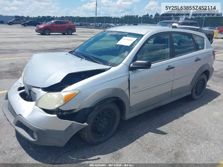 2005 Pontiac Vibe VIN: 5Y2SL63855Z452114 Lot: 42254887
