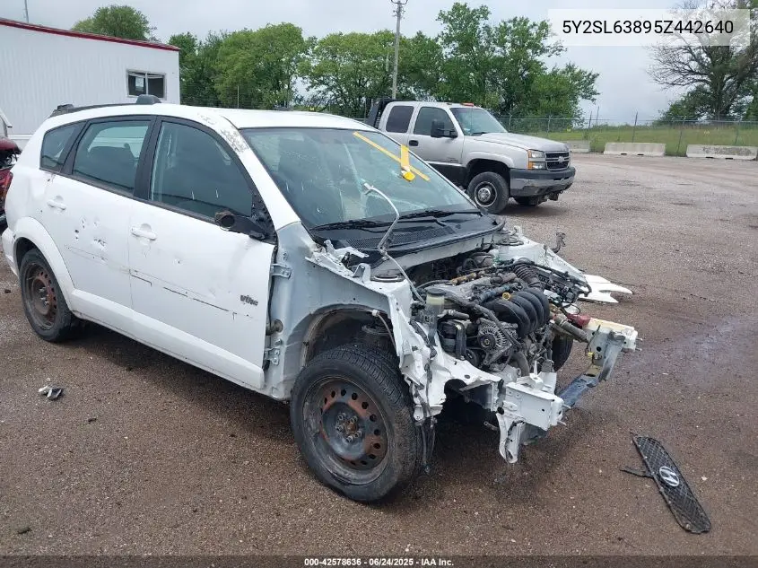 2005 Pontiac Vibe VIN: 5Y2SL63895Z442640 Lot: 42578636