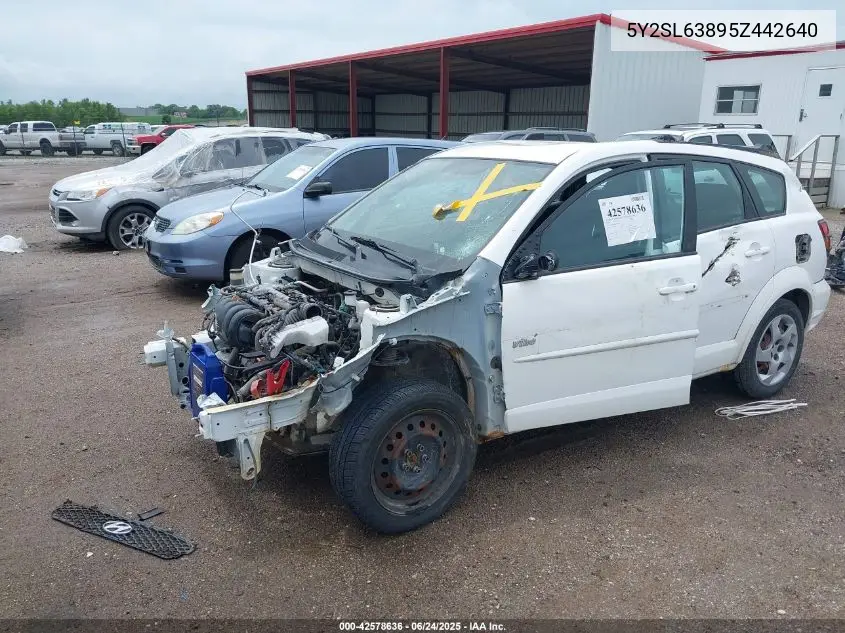 2005 Pontiac Vibe VIN: 5Y2SL63895Z442640 Lot: 42578636
