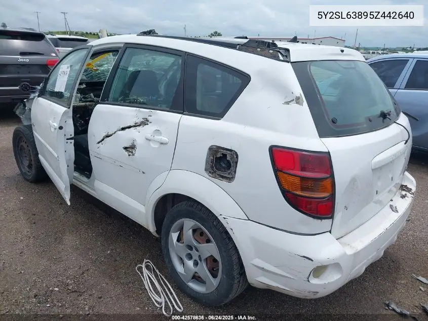 2005 Pontiac Vibe VIN: 5Y2SL63895Z442640 Lot: 42578636