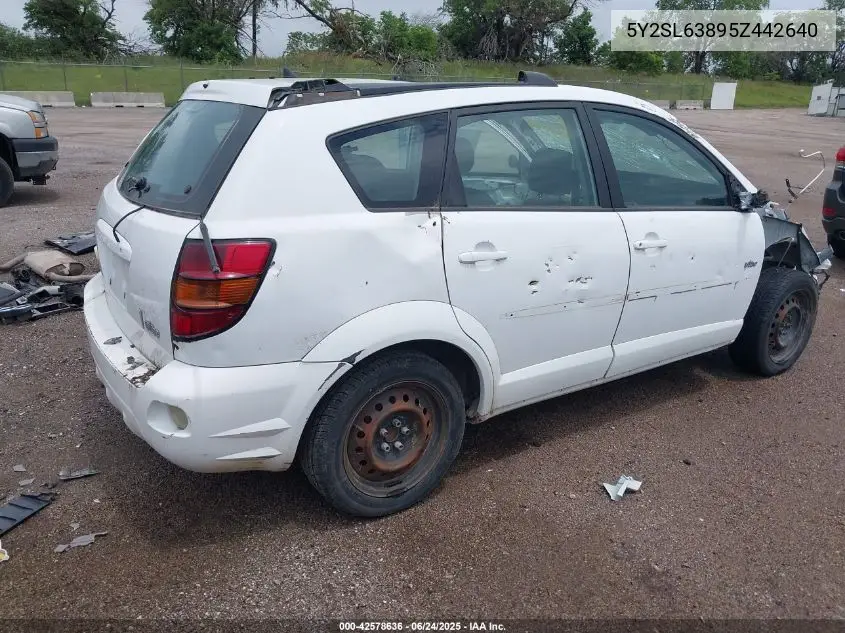 2005 Pontiac Vibe VIN: 5Y2SL63895Z442640 Lot: 42578636