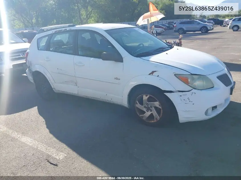 2005 Pontiac Vibe VIN: 5Y2SL63865Z439016 Lot: 42619944