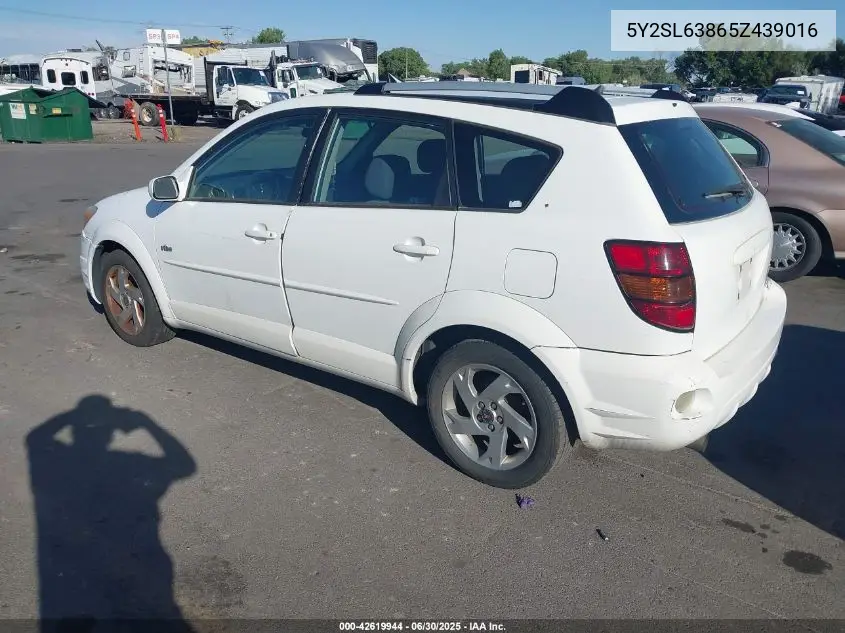 2005 Pontiac Vibe VIN: 5Y2SL63865Z439016 Lot: 42619944