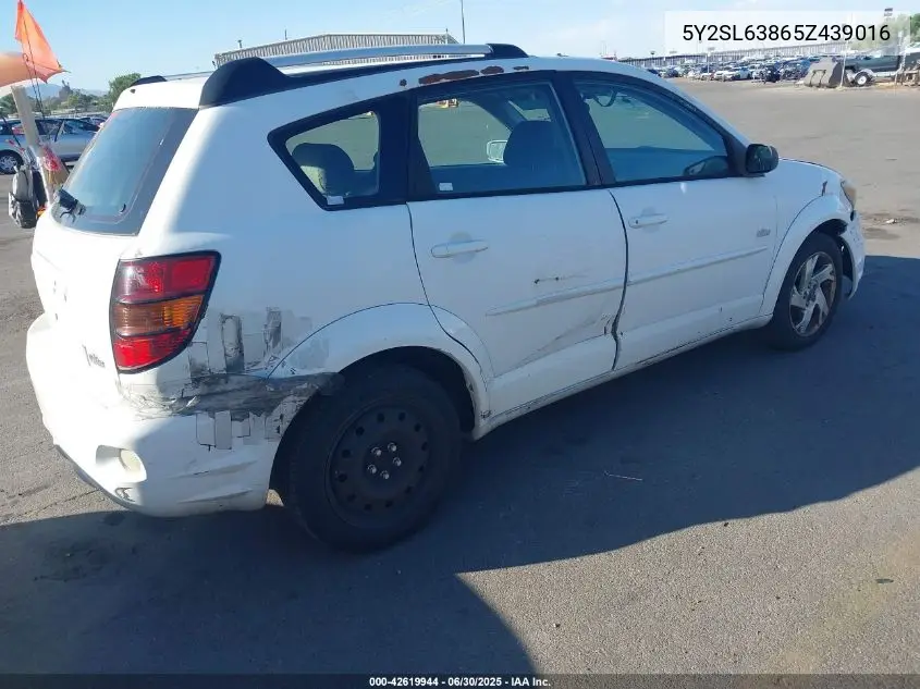 2005 Pontiac Vibe VIN: 5Y2SL63865Z439016 Lot: 42619944