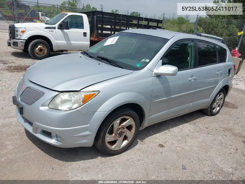 2005 Pontiac Vibe VIN: 5Y2SL63805Z411017 Lot: 42688944