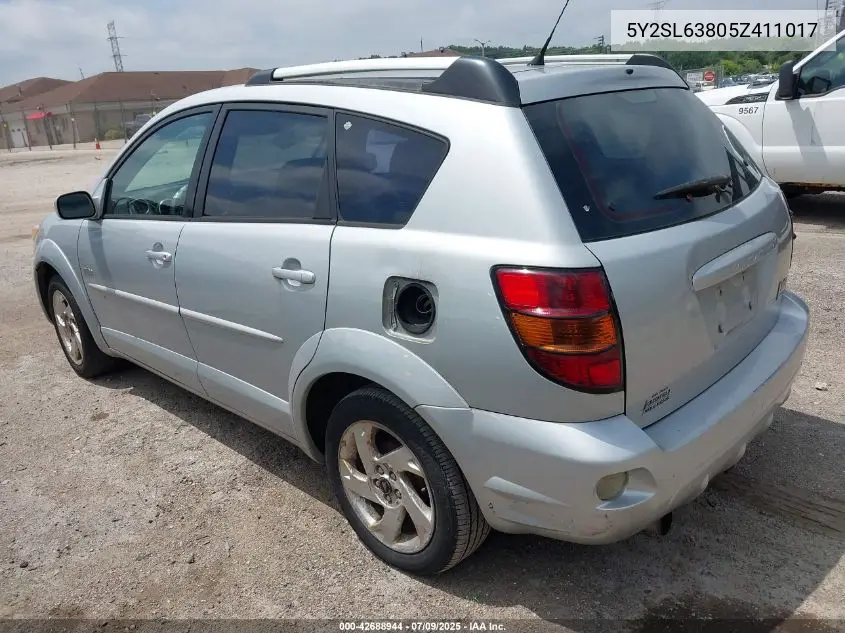 2005 Pontiac Vibe VIN: 5Y2SL63805Z411017 Lot: 42688944