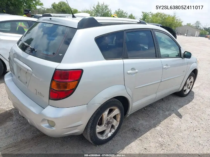 2005 Pontiac Vibe VIN: 5Y2SL63805Z411017 Lot: 42688944