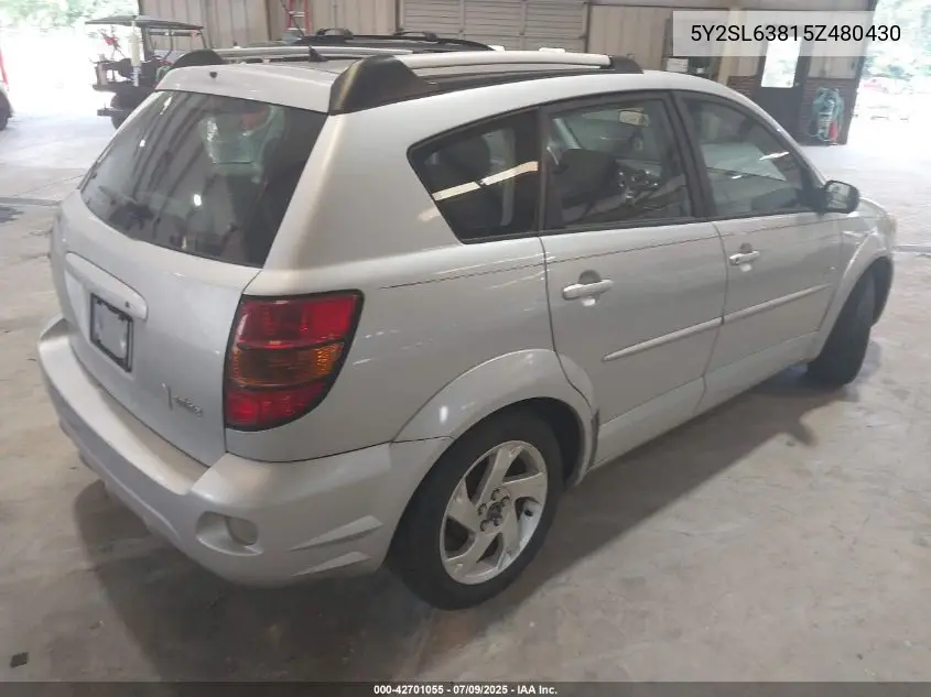 2005 Pontiac Vibe VIN: 5Y2SL63815Z480430 Lot: 42701055