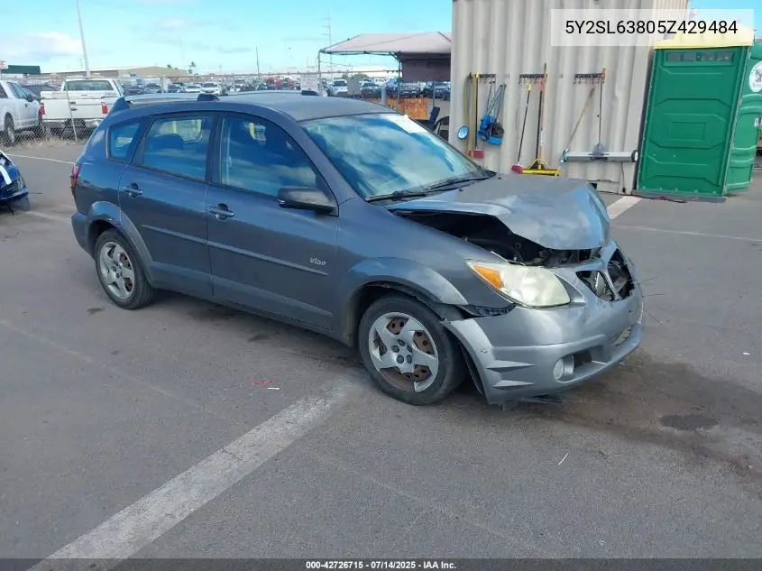 2005 Pontiac Vibe VIN: 5Y2SL63805Z429484 Lot: 42726715