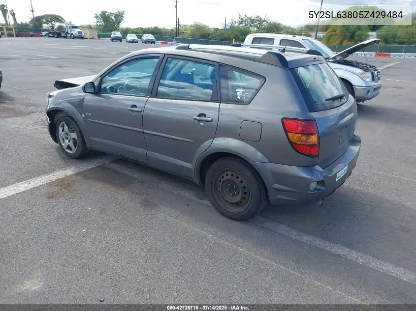 2005 Pontiac Vibe VIN: 5Y2SL63805Z429484 Lot: 42726715