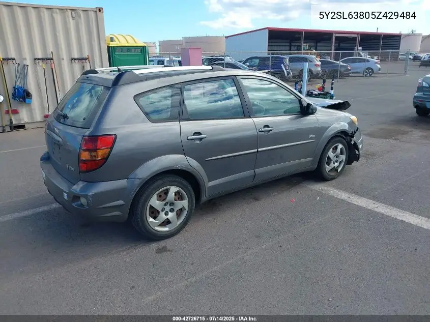 2005 Pontiac Vibe VIN: 5Y2SL63805Z429484 Lot: 42726715